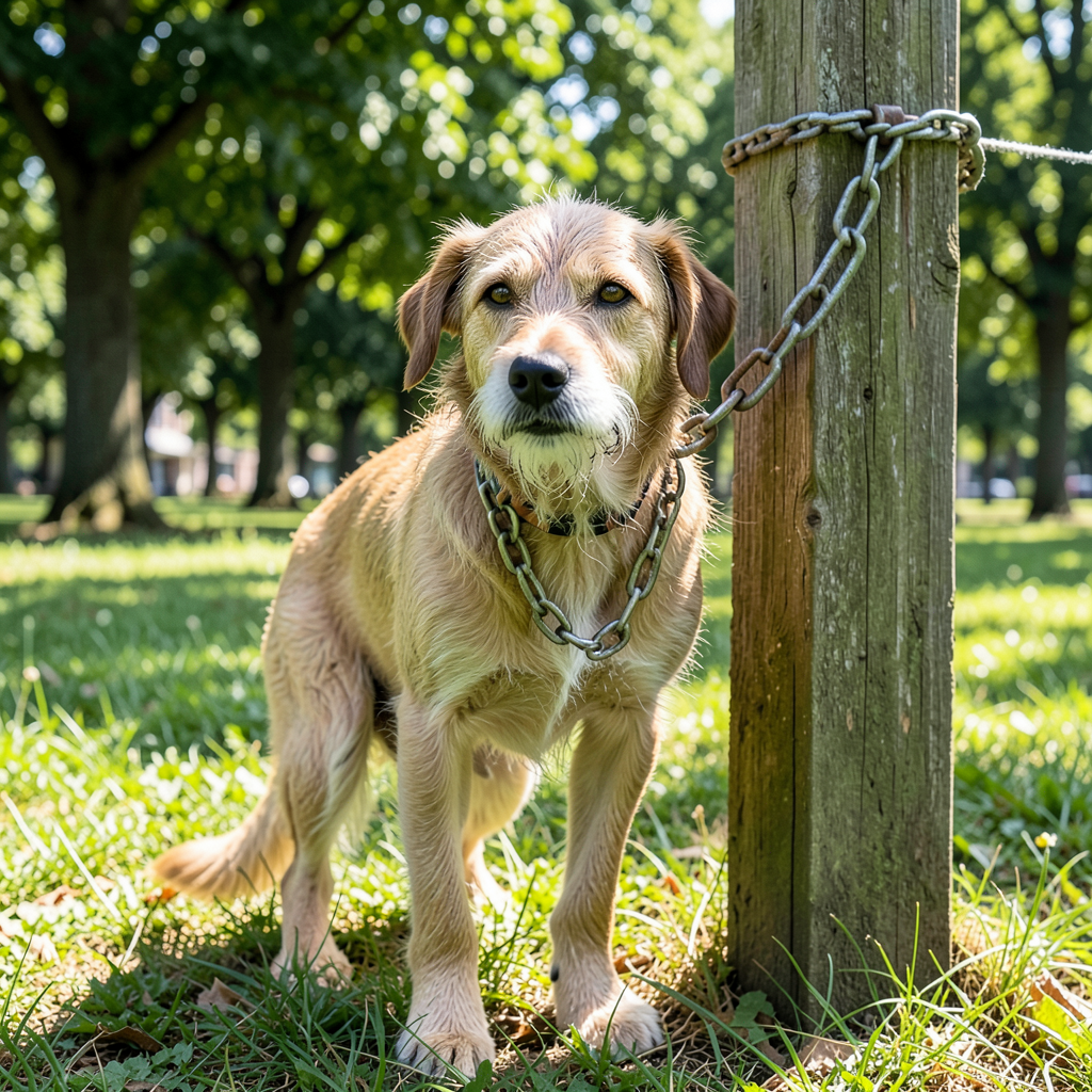 Canine left tied up in scorching temperatures after owner disappears